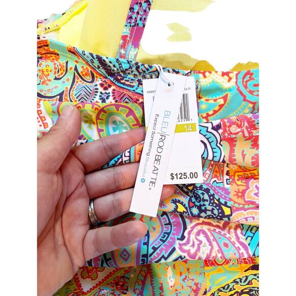 BLEU ROD BEATTIE One Piece Swimsuit Halter Paisley Multicolor Plus 14 NWT - Picture 5 of 8